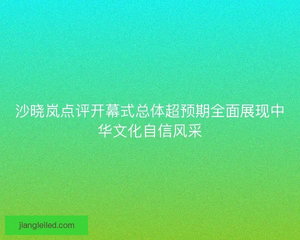 沙晓岚点评开幕式总体超预期全面展现中华文化自信风采