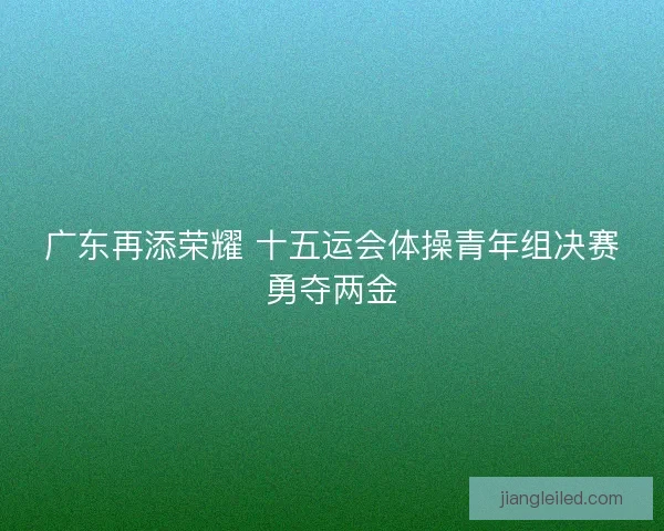 广东再添荣耀 十五运会体操青年组决赛勇夺两金